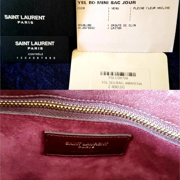 Yves Saint Laurent YSL BO Mini Sac Jour Bag Amarena Deep Purple Luxury Like NEW - Picture 8 of 11